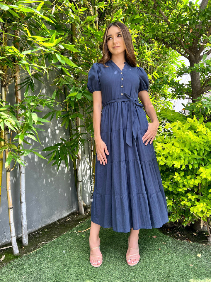 Vestido azul marino midi