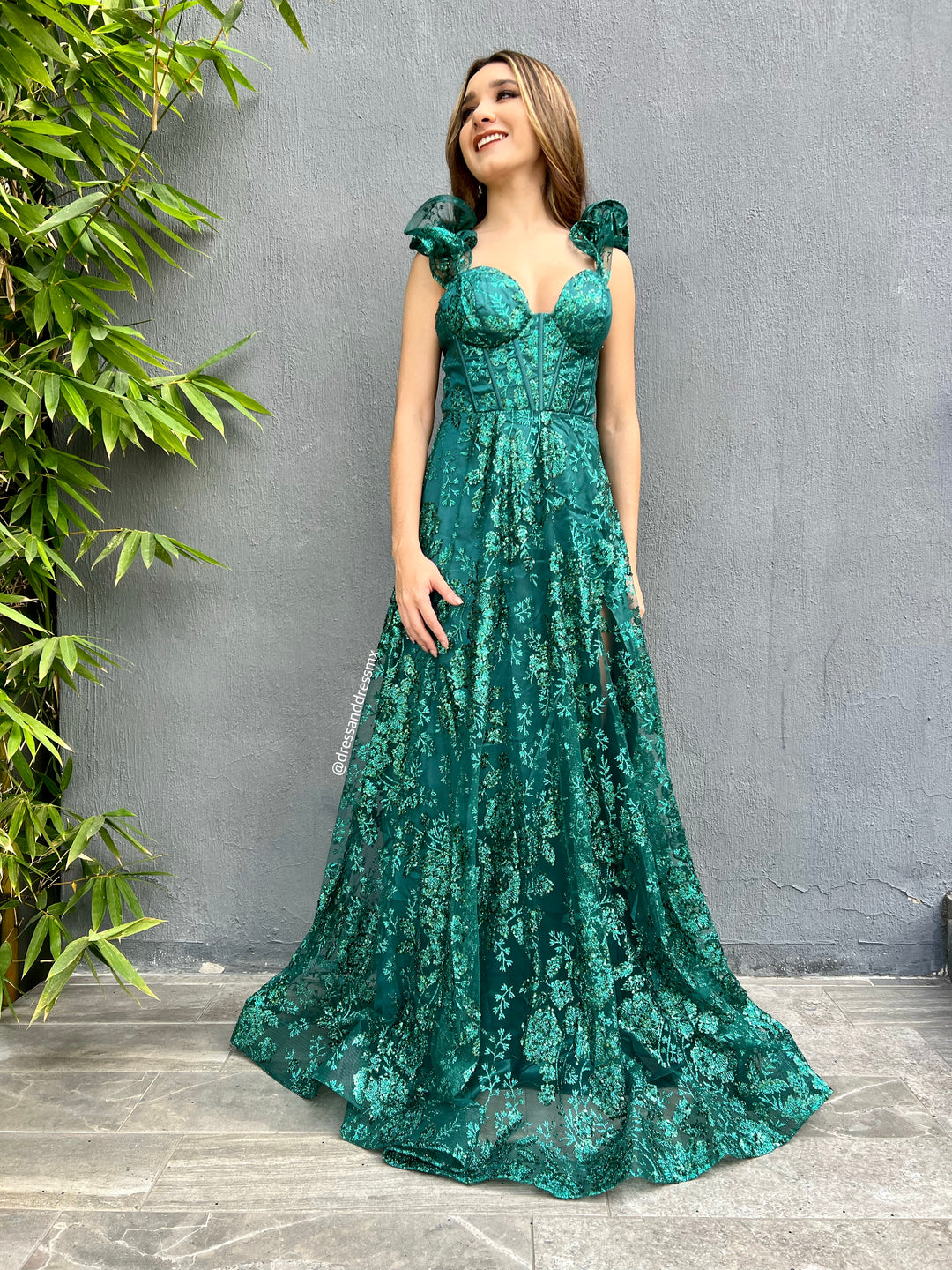 Vestido verde línea A