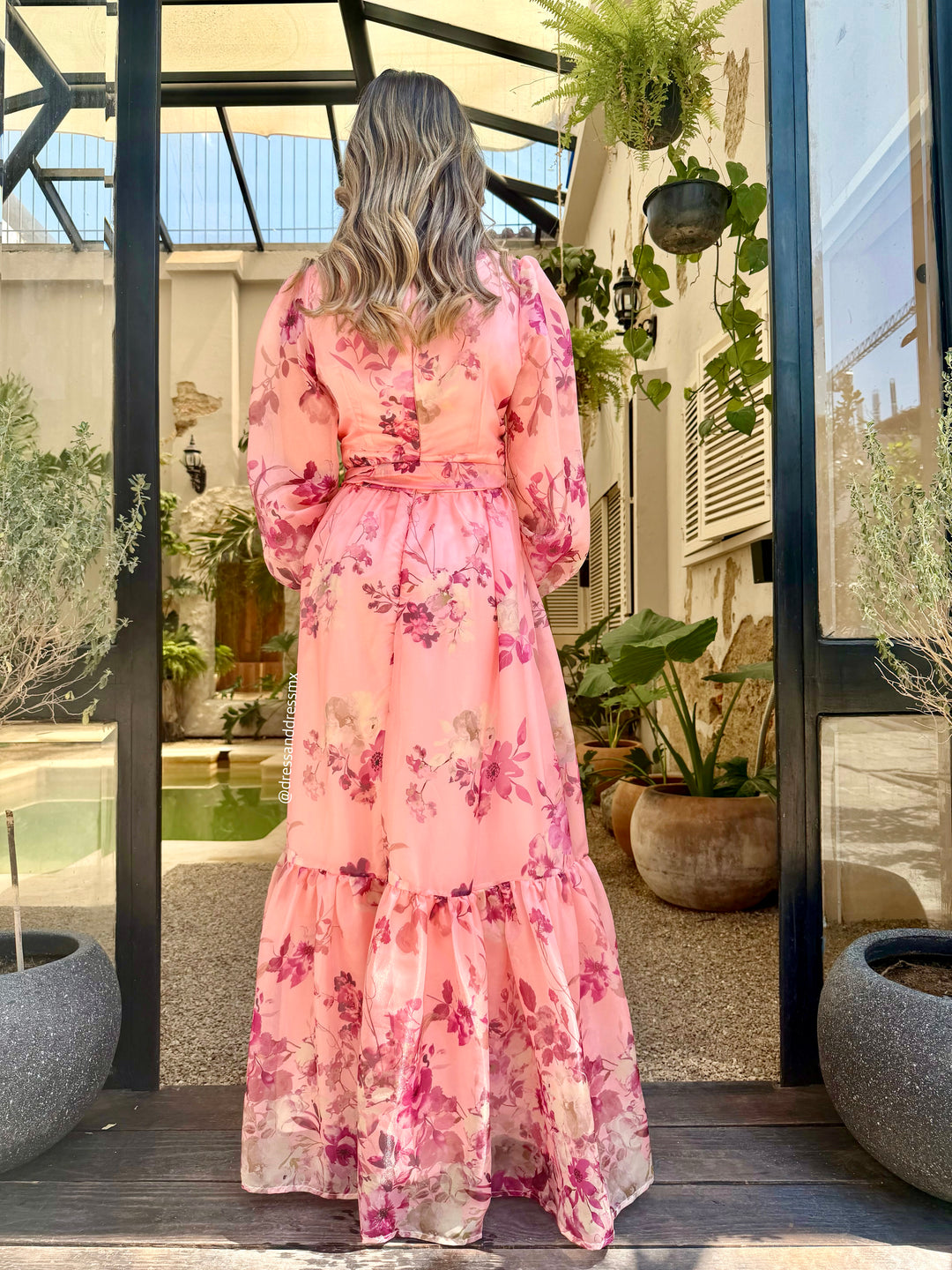 Maxivestido durazno flores