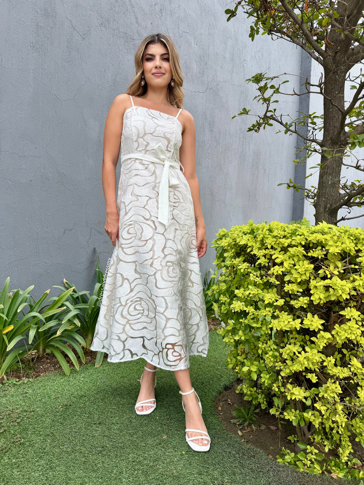 Vestido ivory floreado