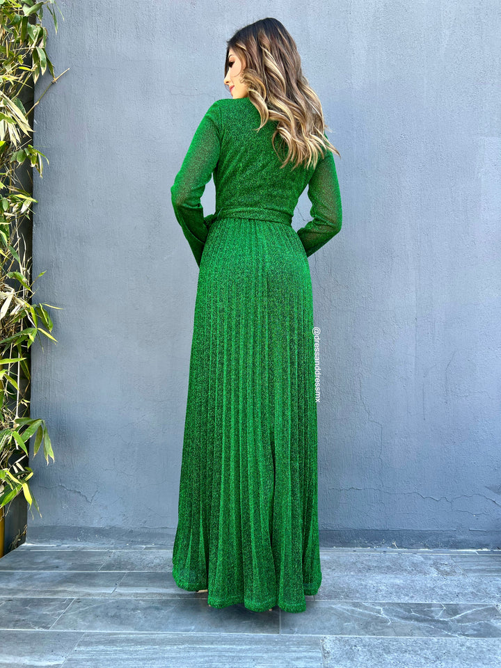 Vestido tableado brillos