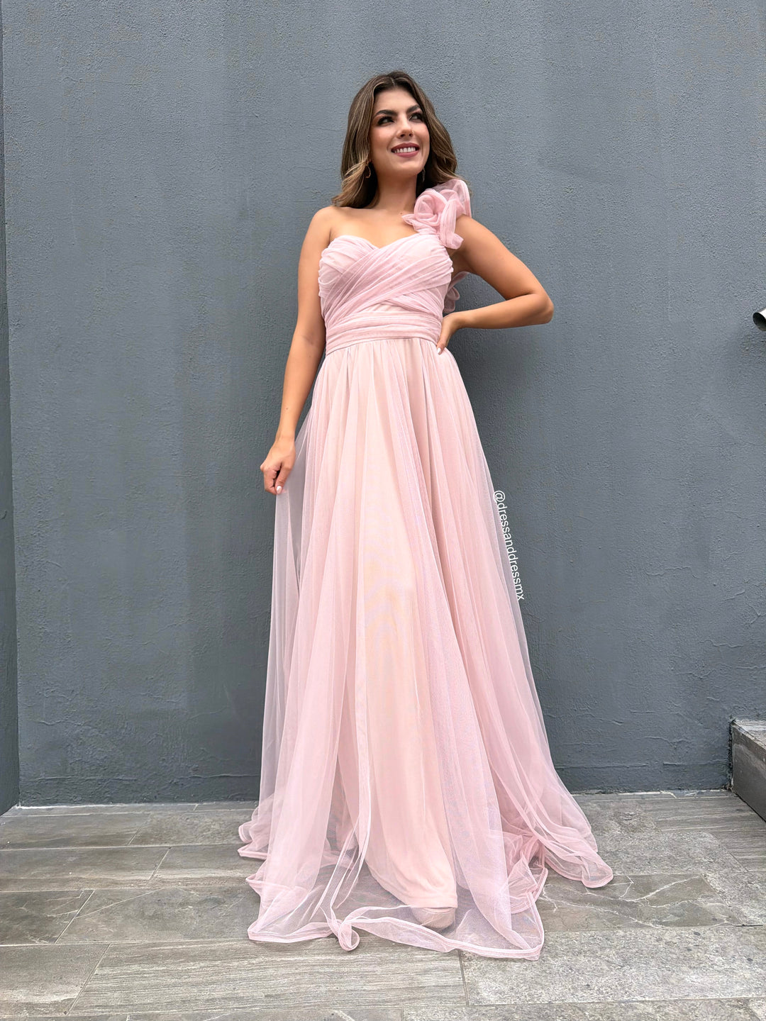 Vestido rosa palo