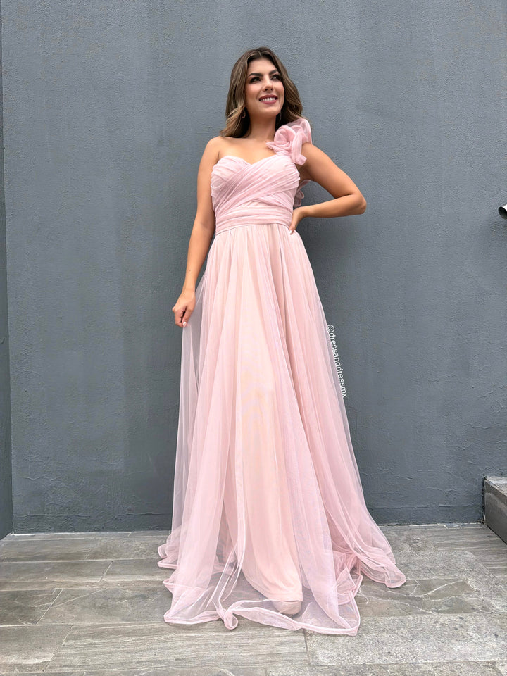 Vestido rosa palo
