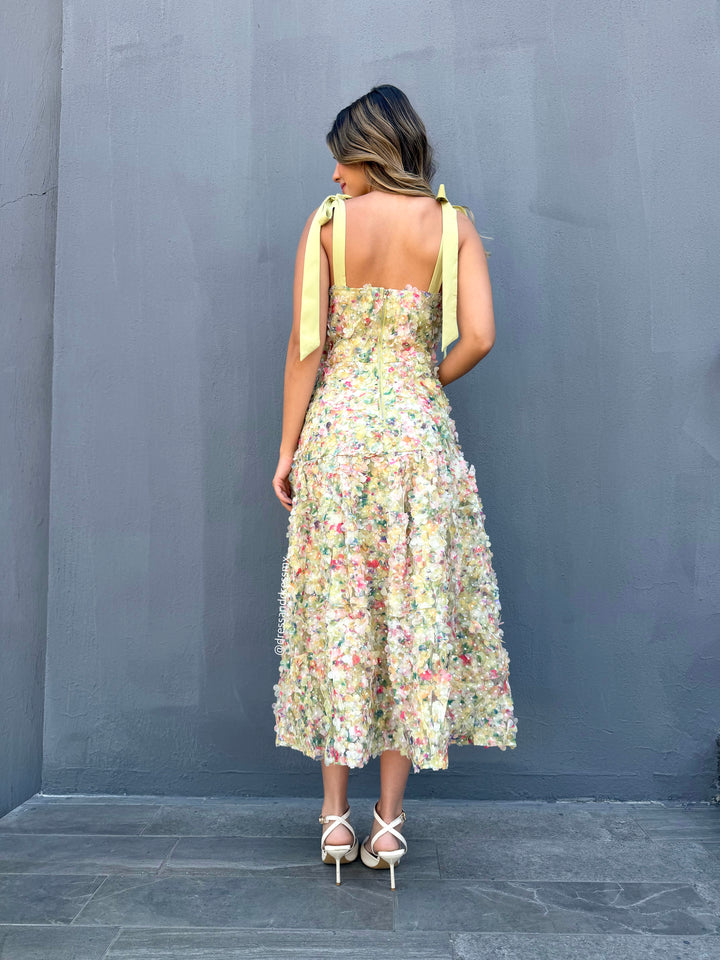 Vestido midi verdesito florecitas
