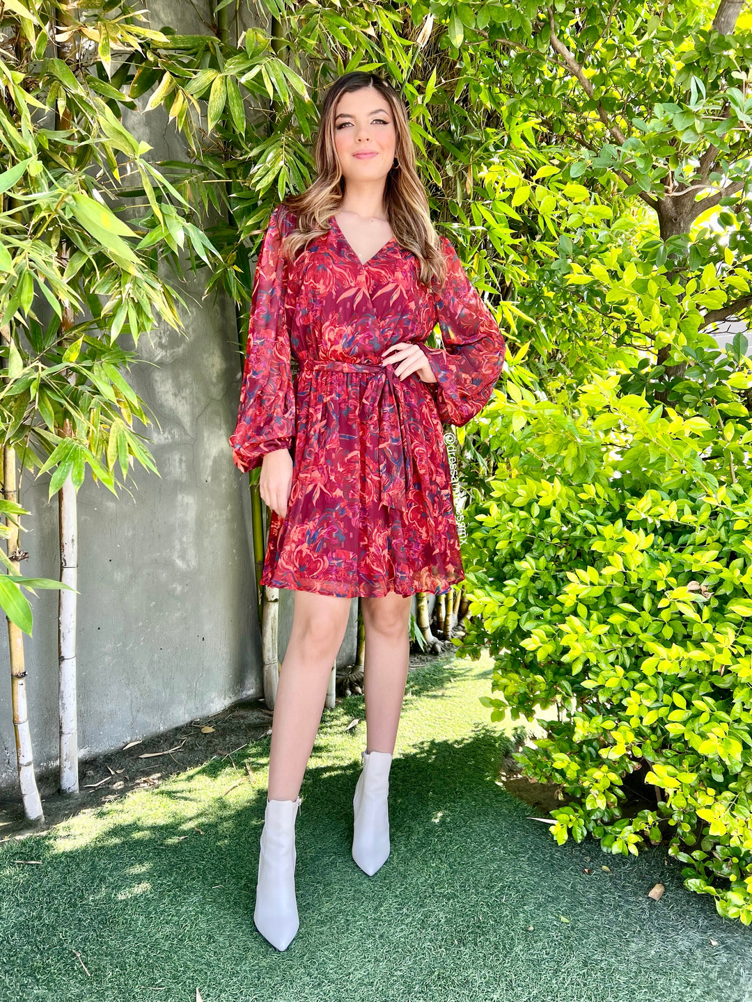 Vestido tinto estampado naranja