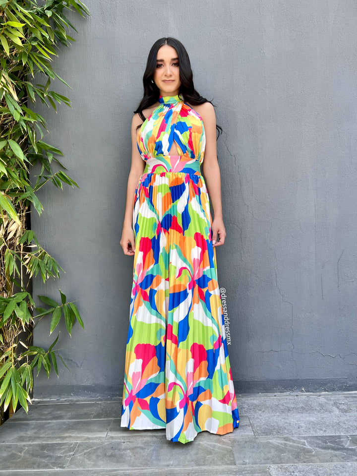 Vestido multicolor halter