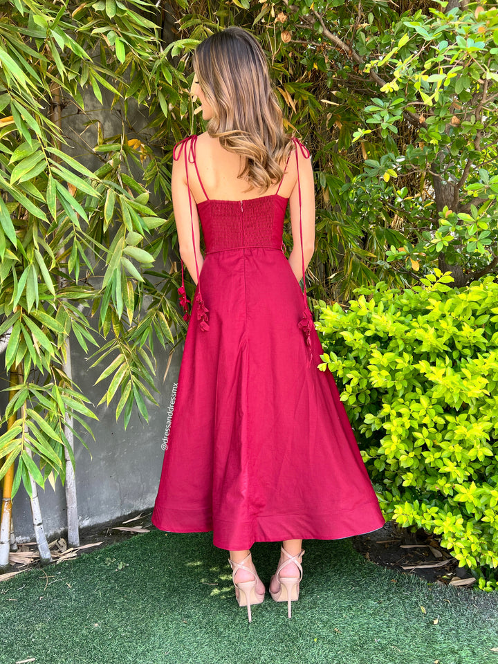 Vestido midi tinto