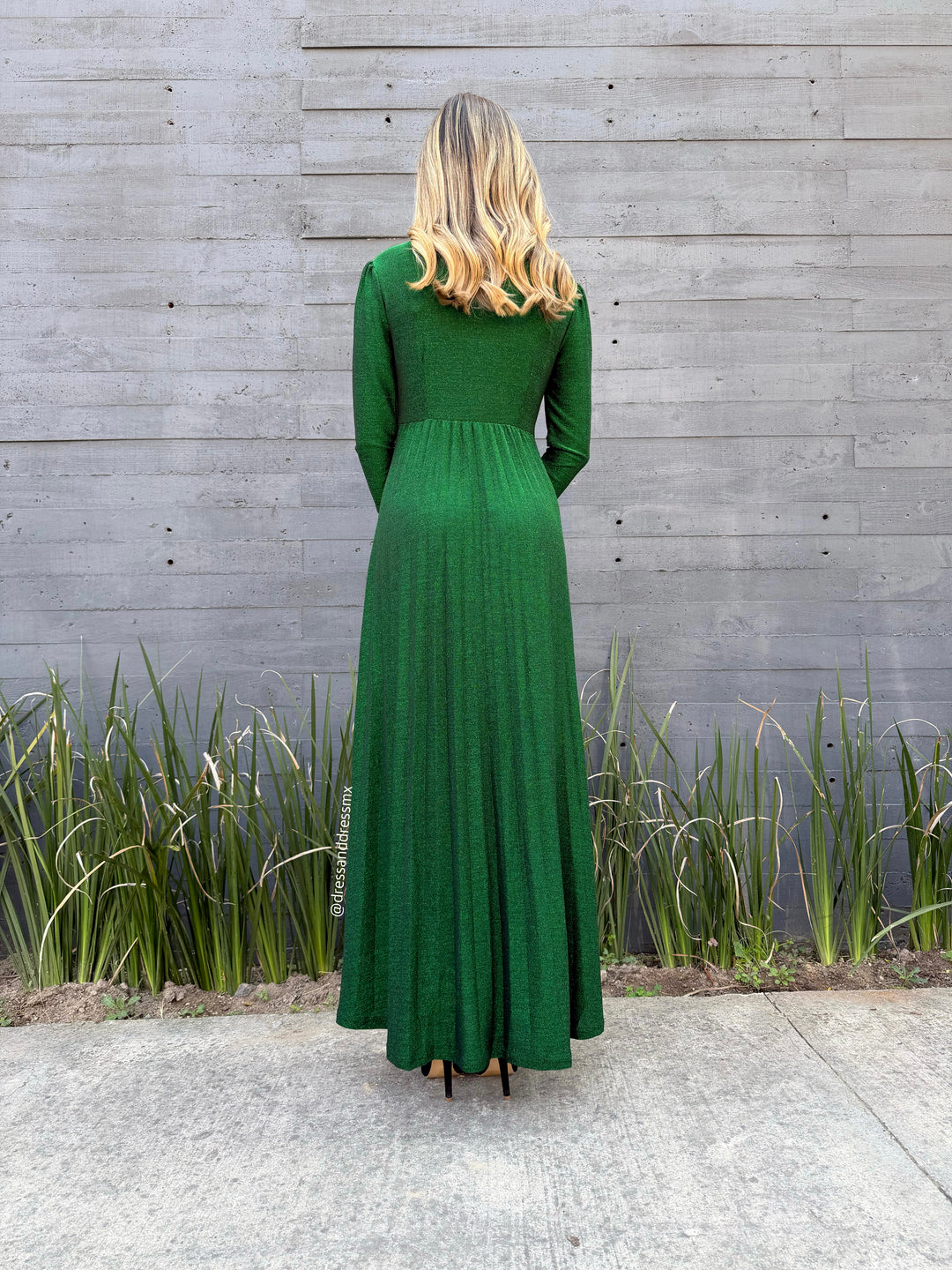 Vestido verde brillos