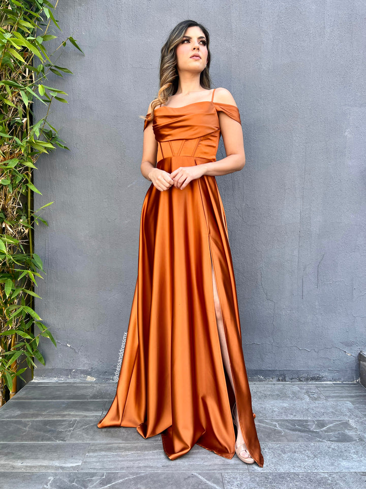 Vestido terracota línea A