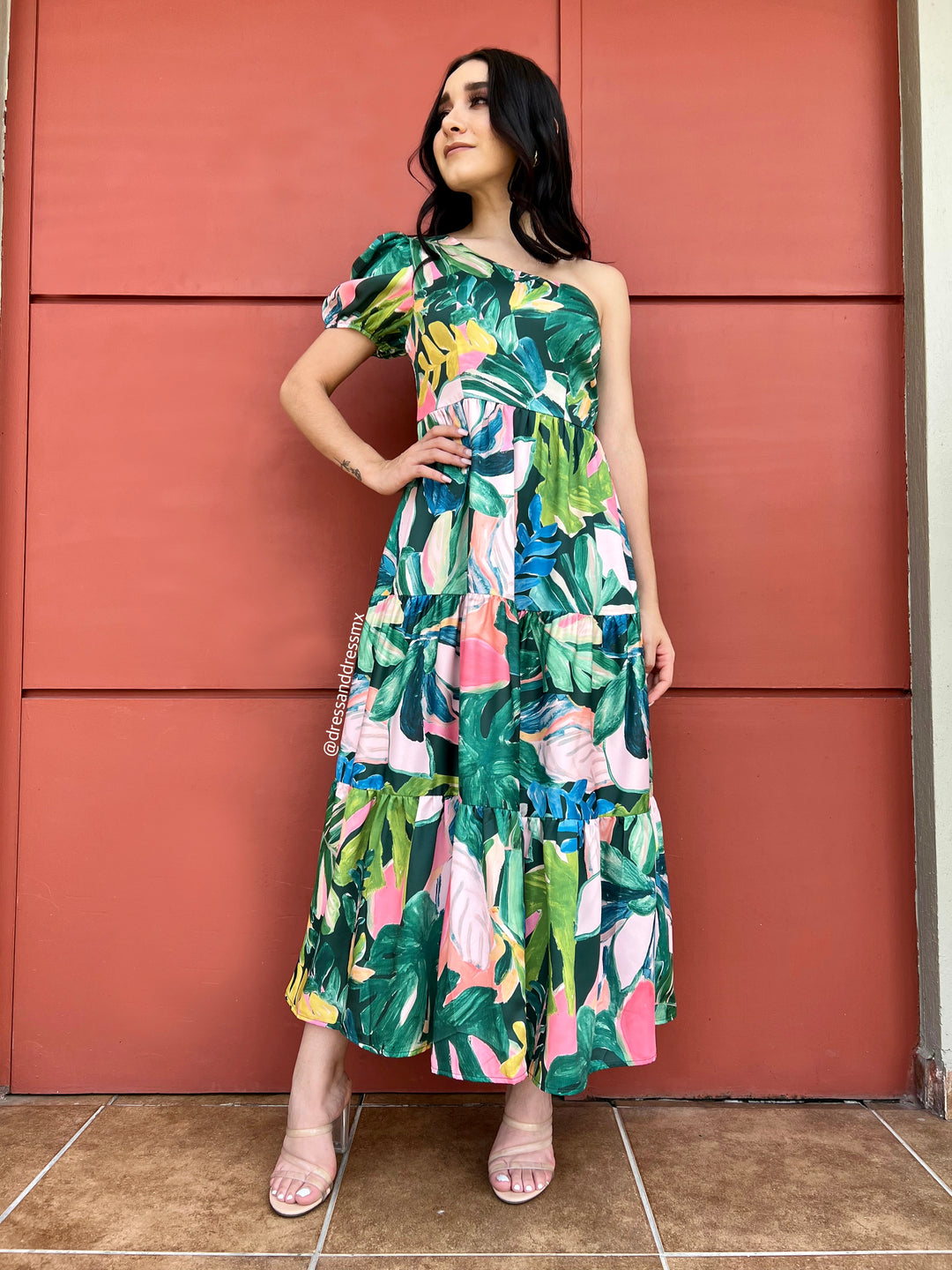 Vestido estampado hojas