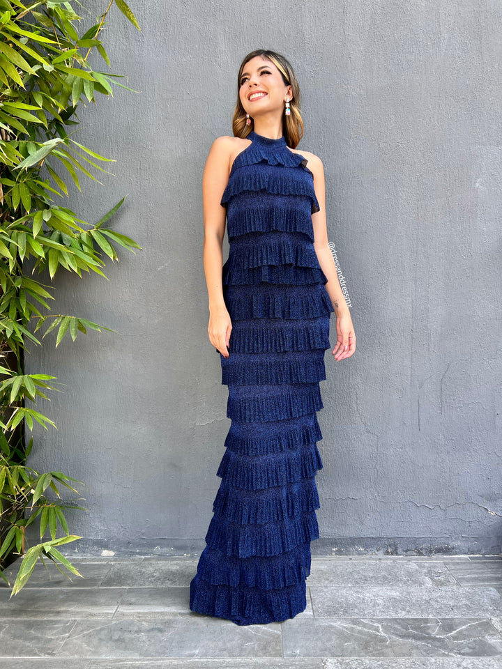 Vestido navy glitter