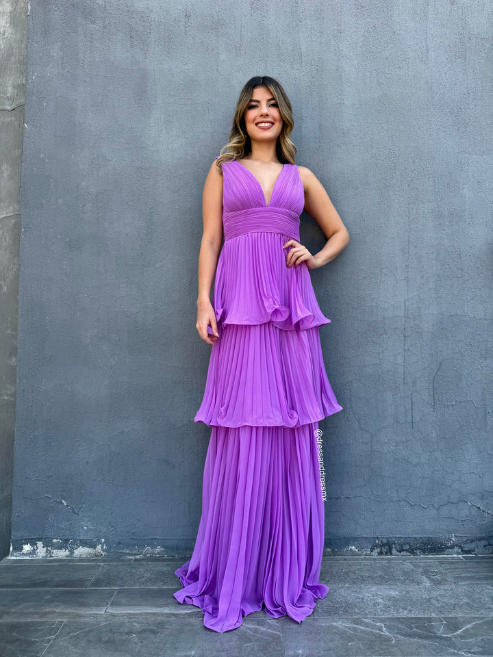 Vestido lilita tableado Olanes