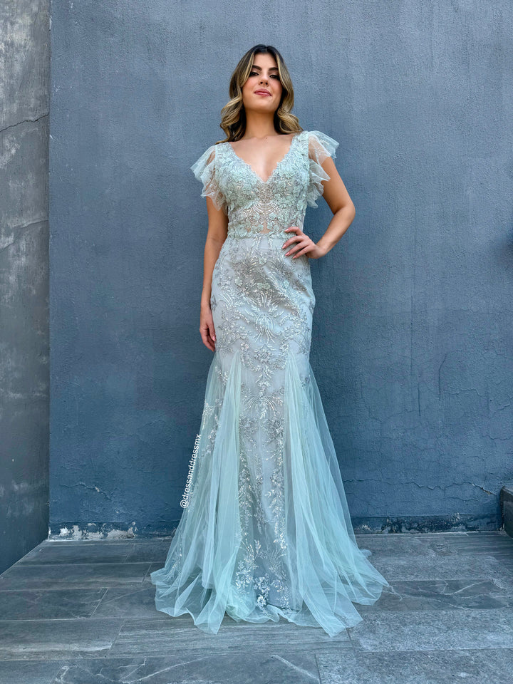 Vestido sage bordado