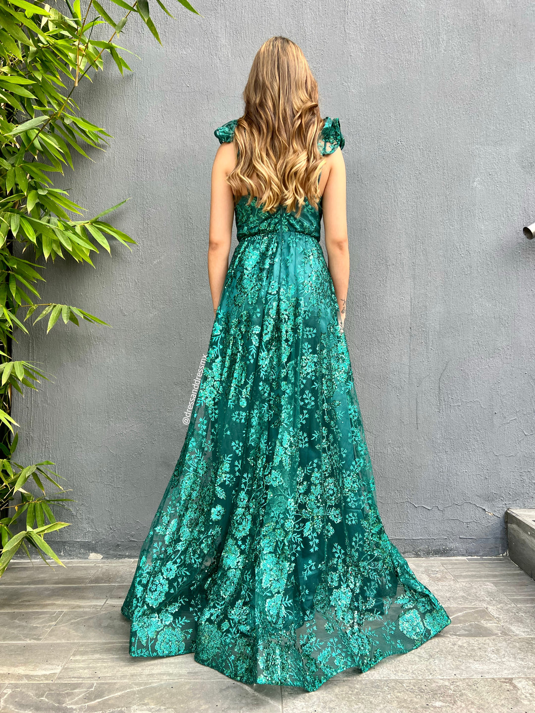 Vestido verde línea A