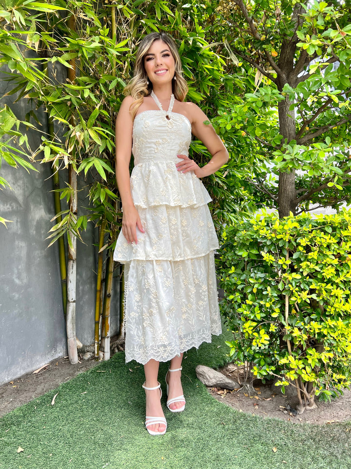 Vestido beige midi
