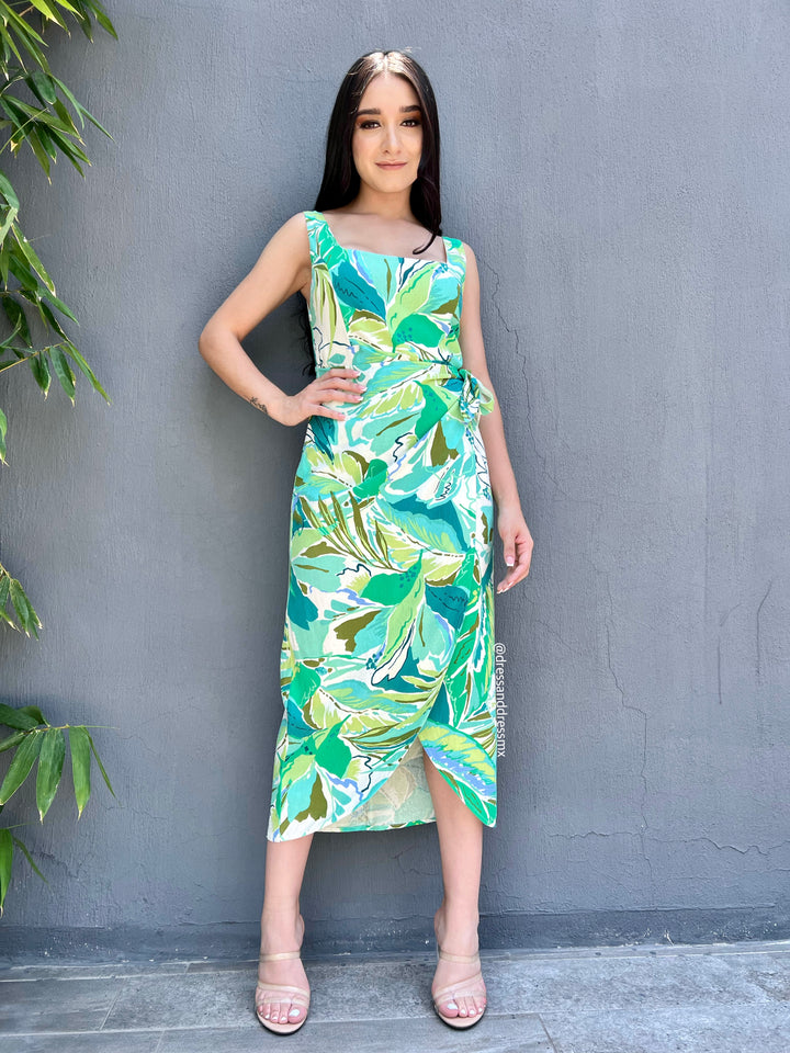 Vestido estampado hojas