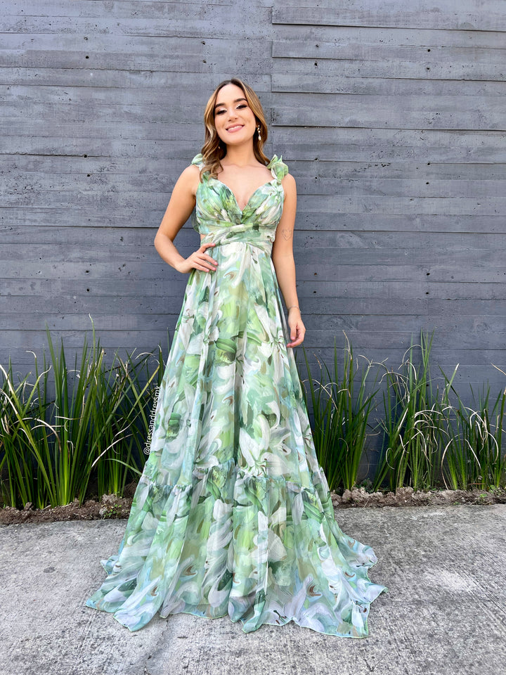 Vestido verde lirios