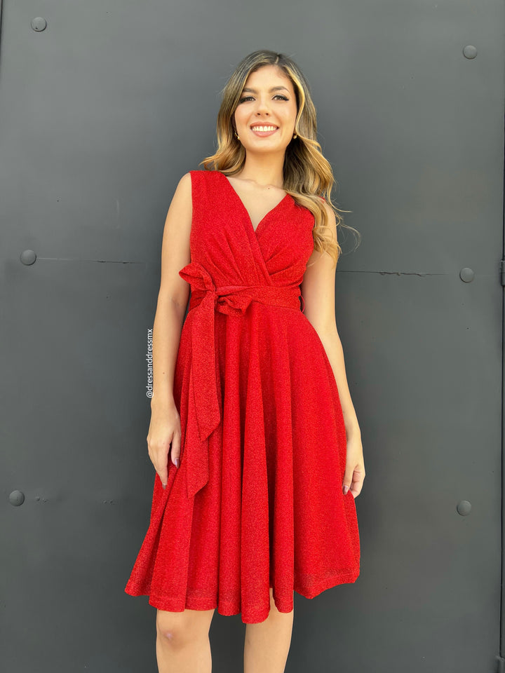 Vestido rojo con brillos