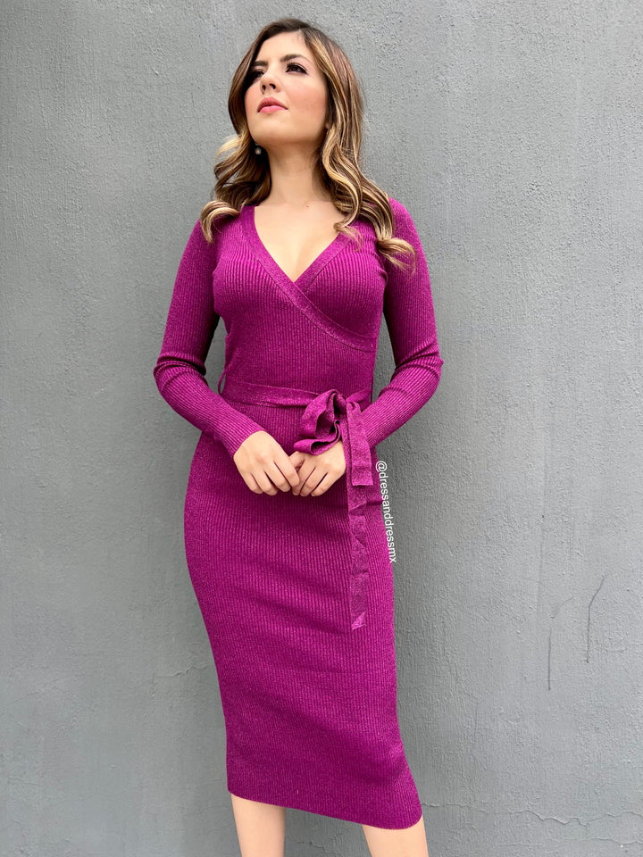 Vestido magenta brillitos