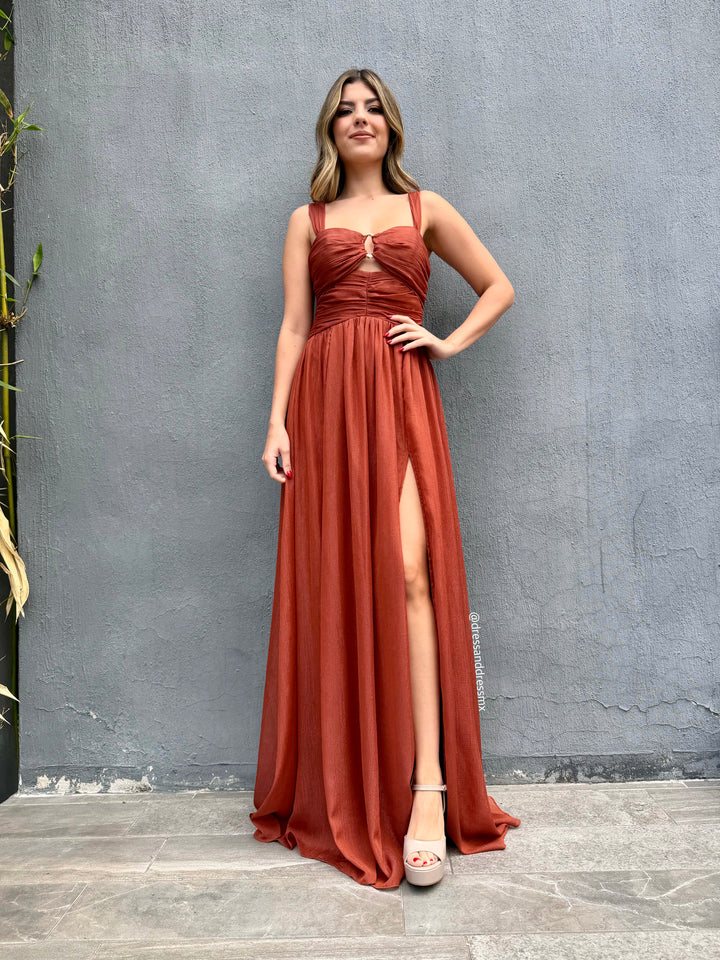 Vestido terracota argolla