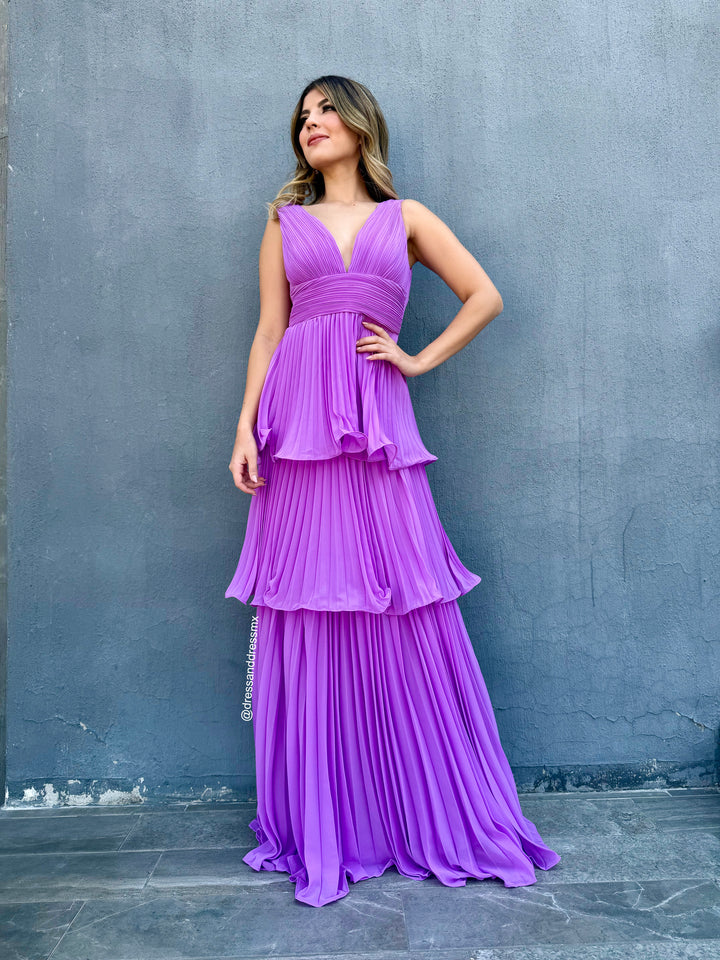 Vestido lilita tableado Olanes