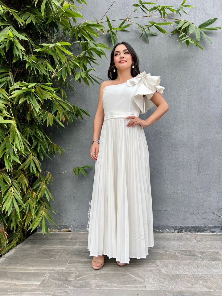 Vestido tableado un tirante volantes