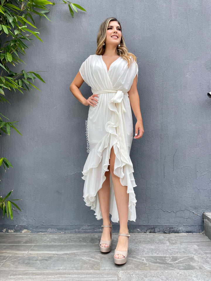 Vestido ivory volantes