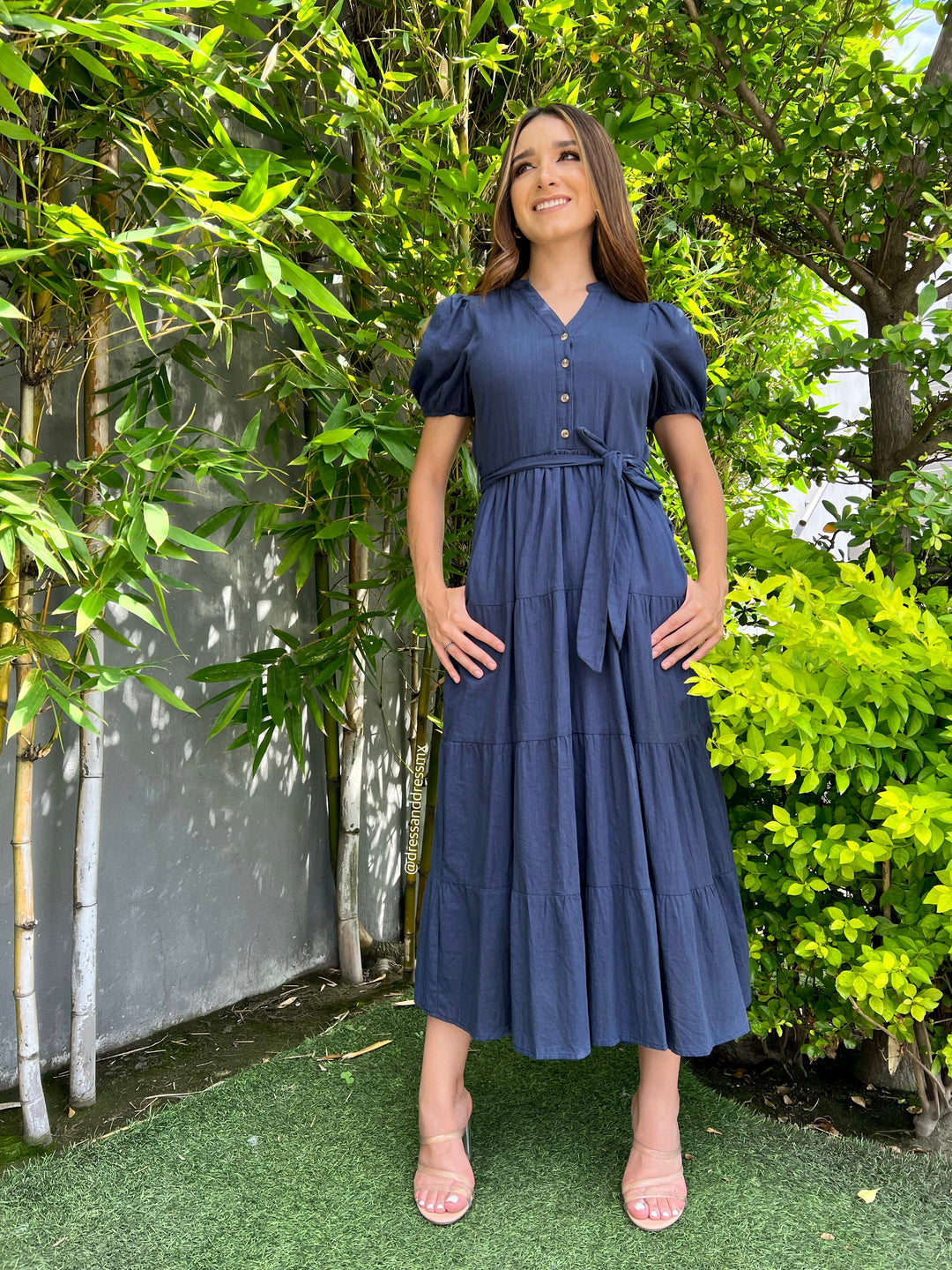 Vestido azul marino midi