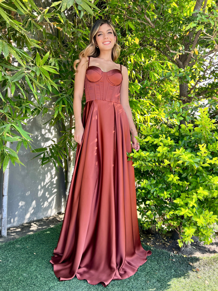 Vestido corset terracota