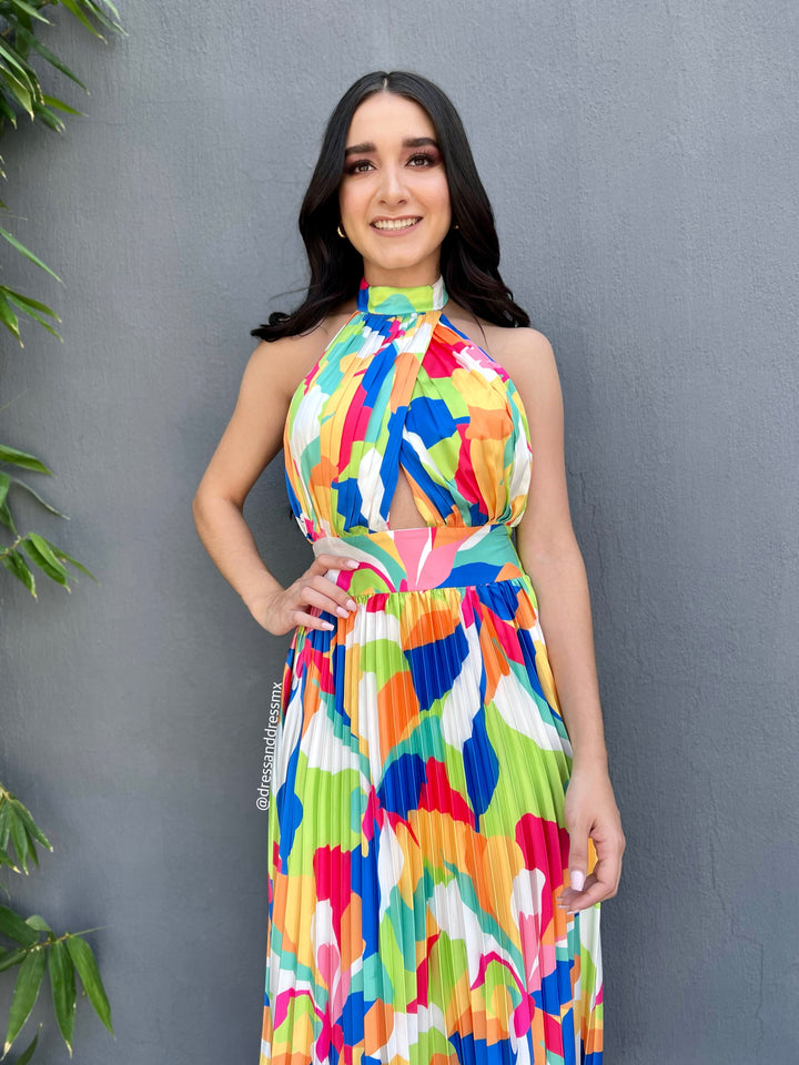 Vestido multicolor halter