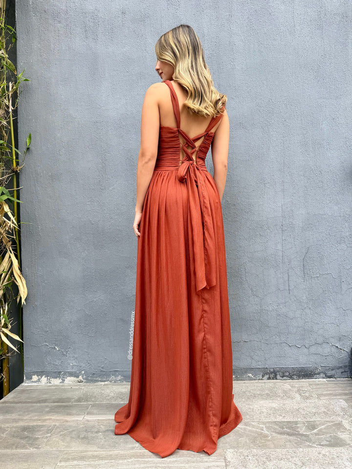 Vestido terracota argolla