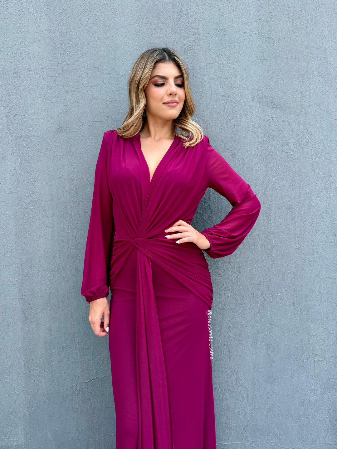 Vestido manga larga plum