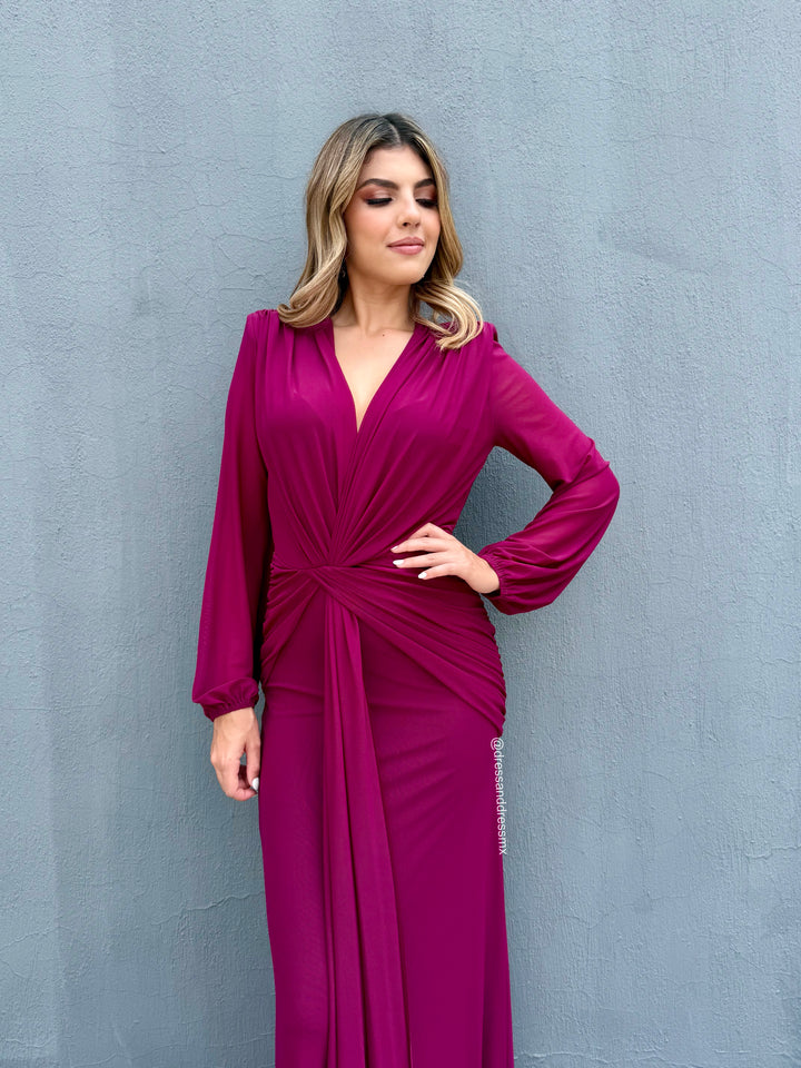 Vestido manga larga plum