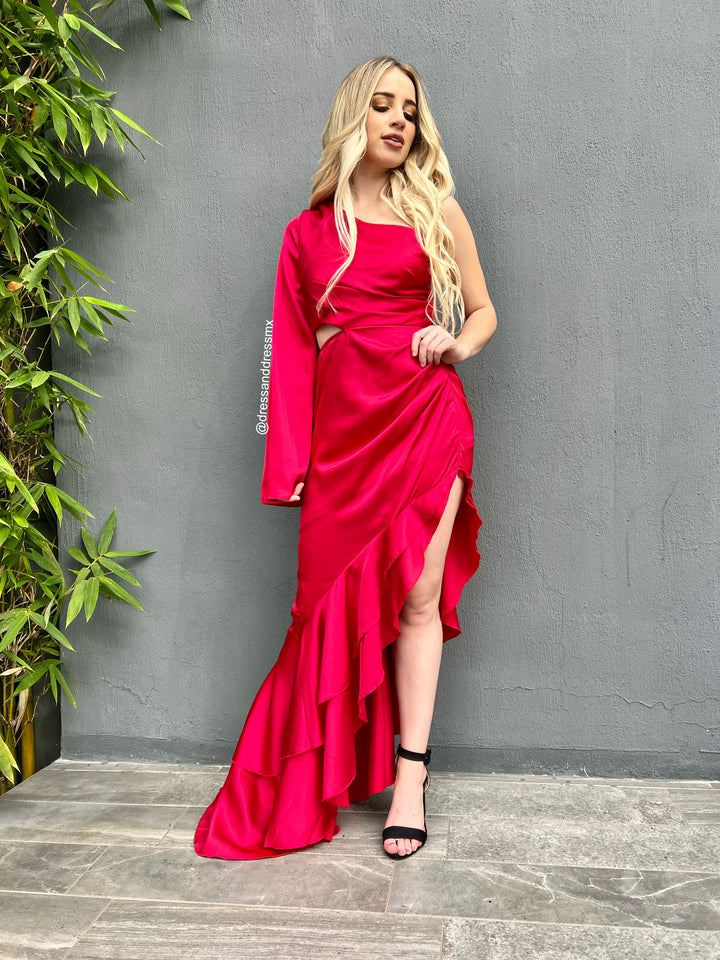 Vestido rojo volantes