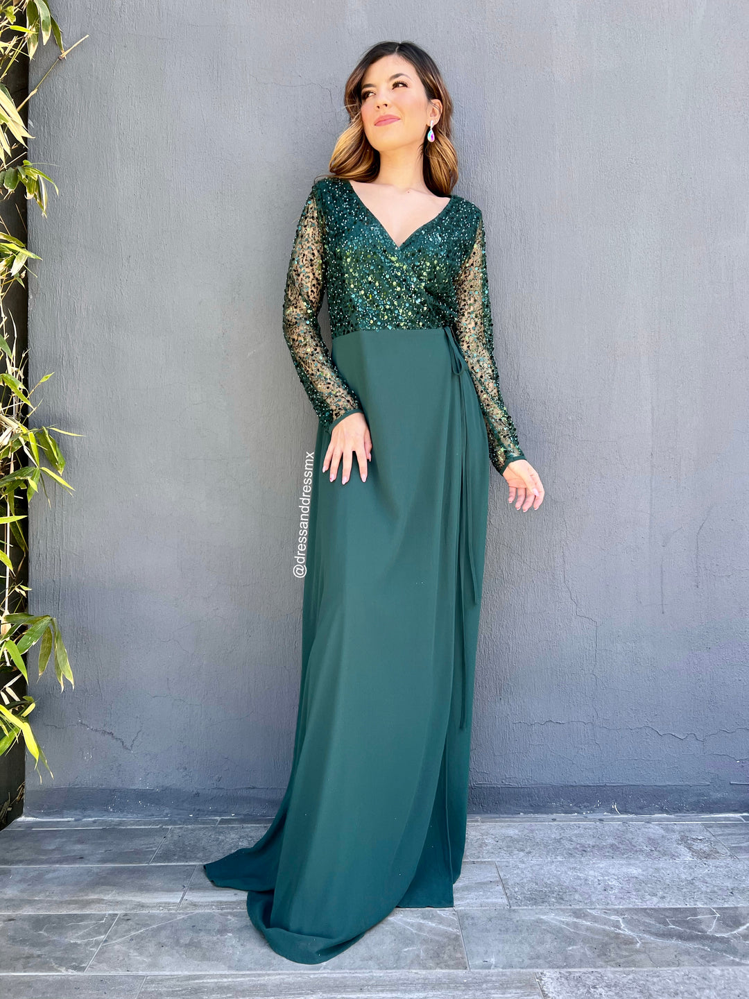 Vestido verde lentejuelas