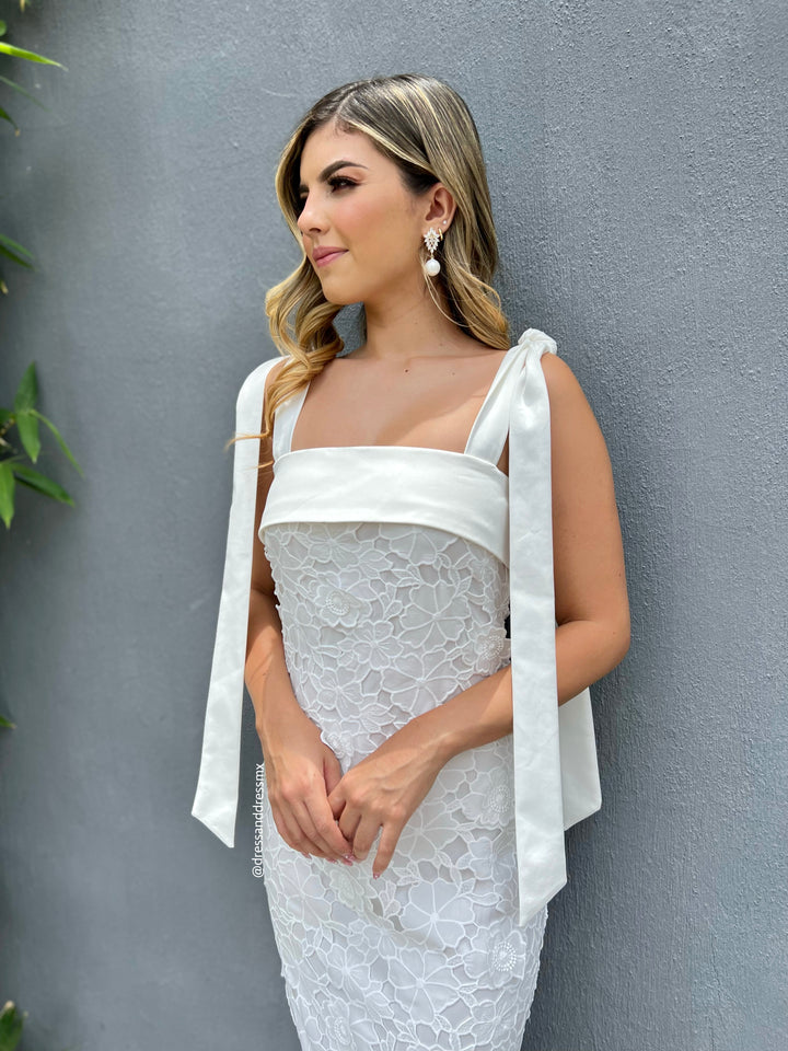 Vestido ivory al tobillo