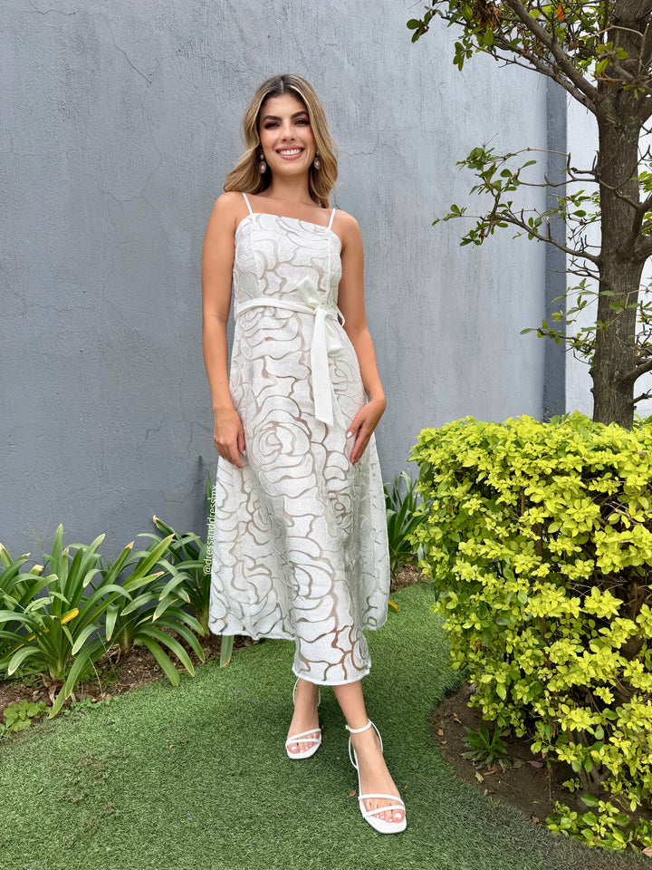 Vestido ivory floreado