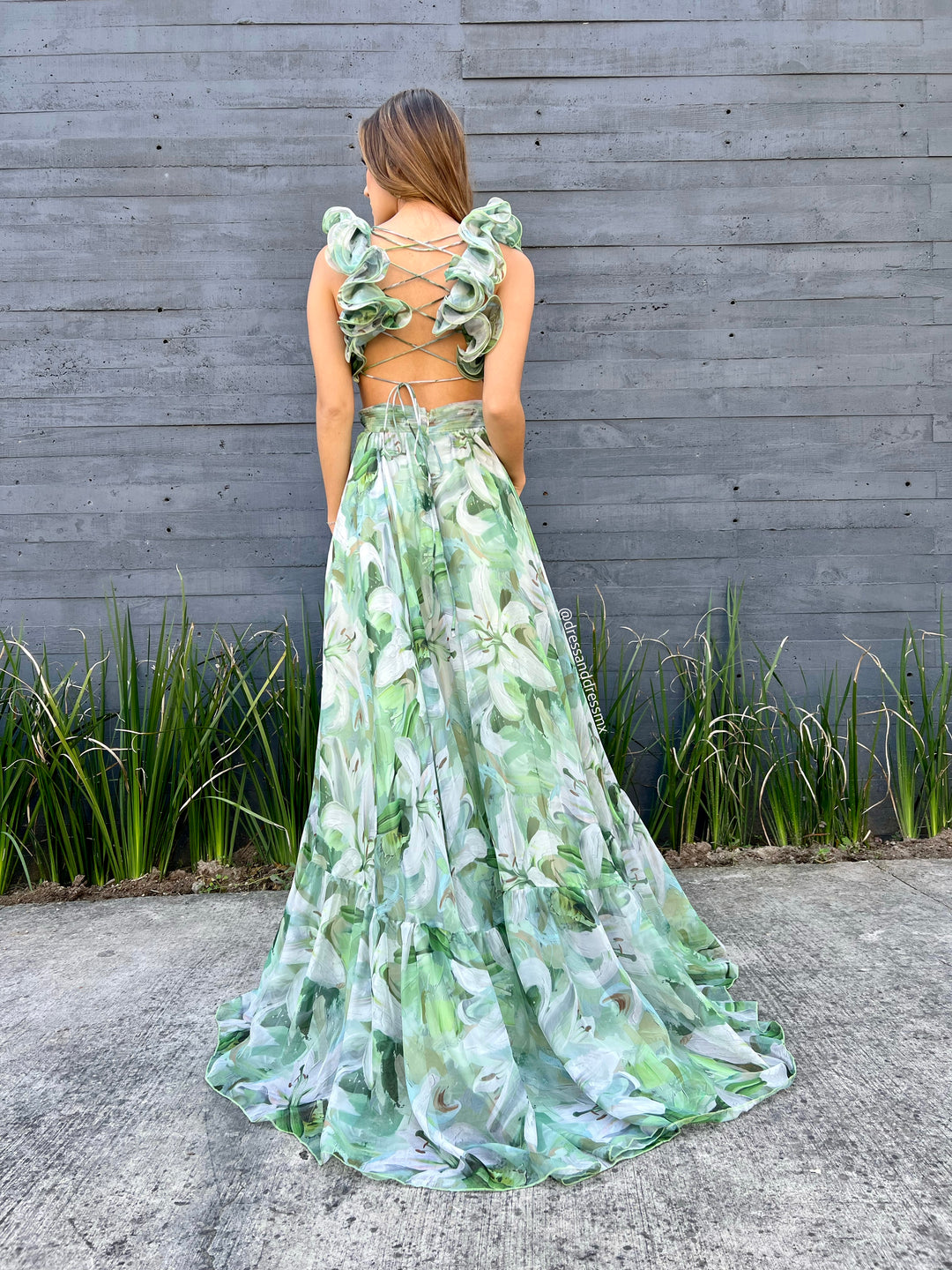 Vestido verde lirios