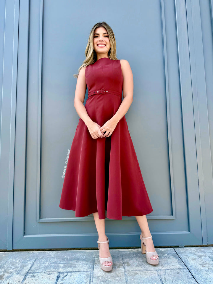 Vestido midi vino