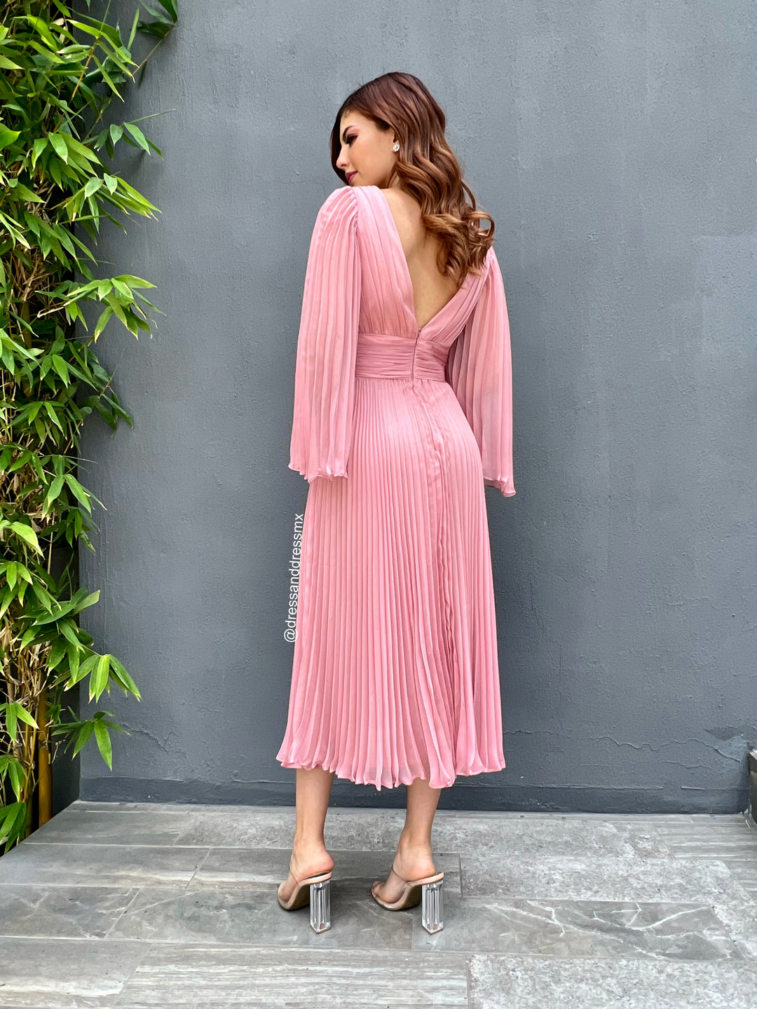 Vestido rosita tableado midi