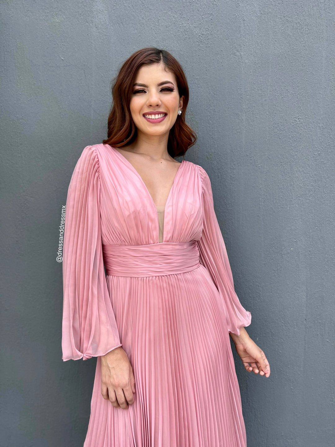 Vestido rosita tableado midi