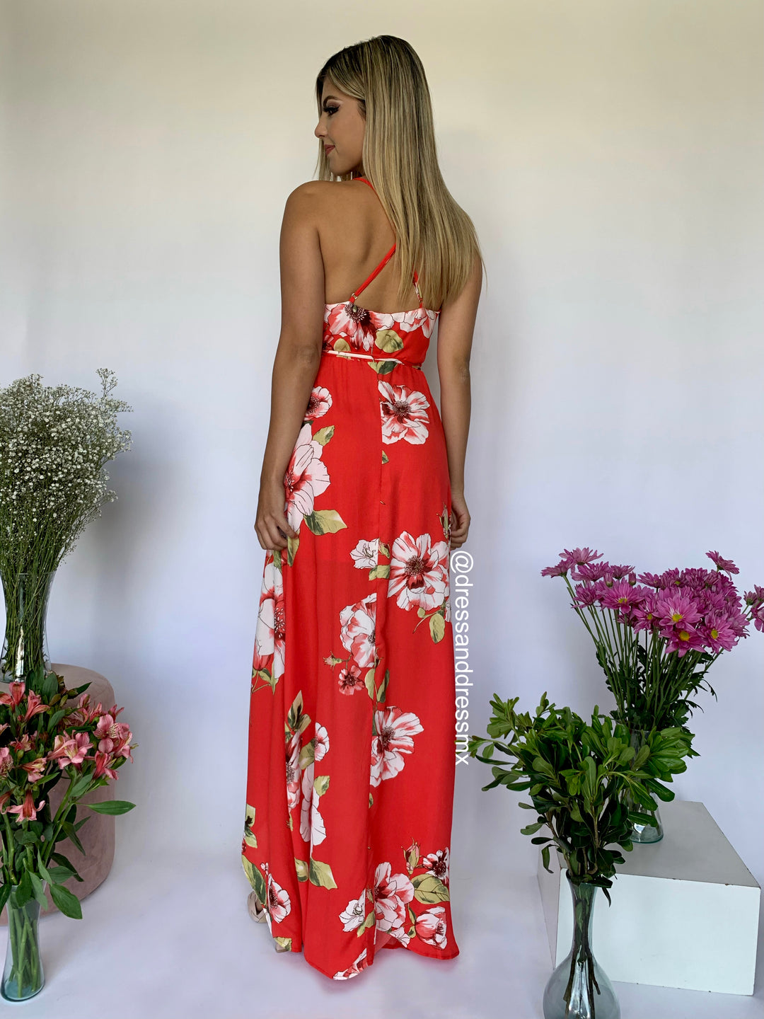 VESTIDO CORAL TIRANTES