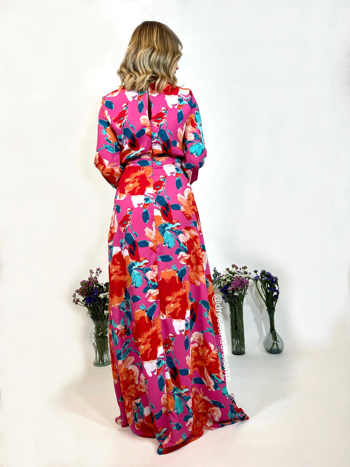 Maxivestido rosa estampado colores
