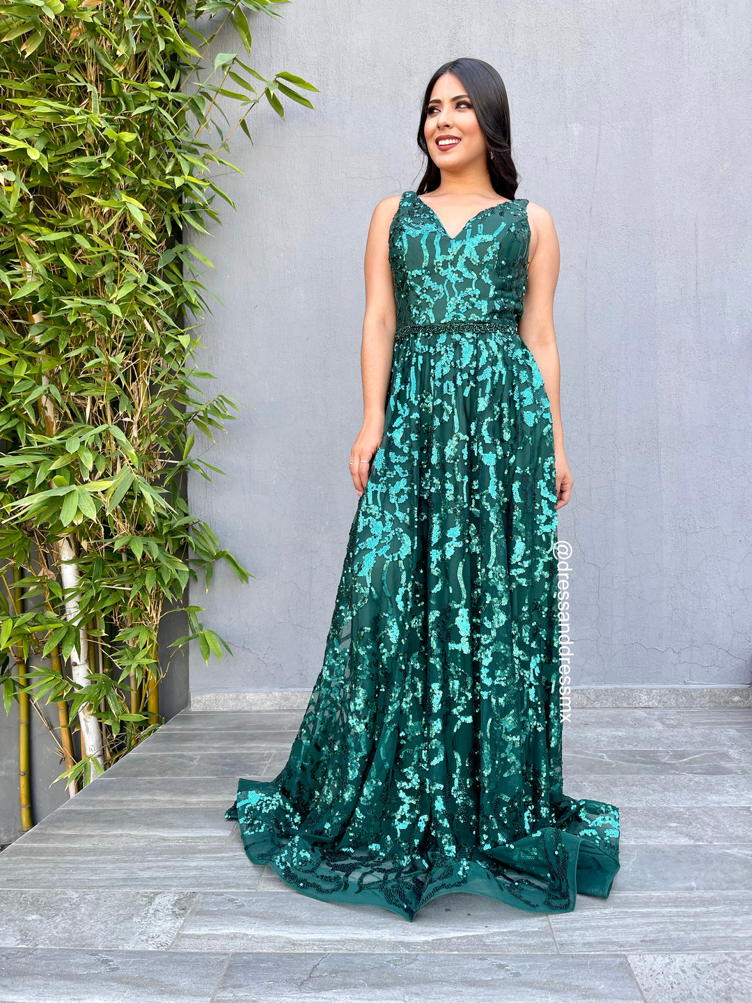 Vestido verde linea a