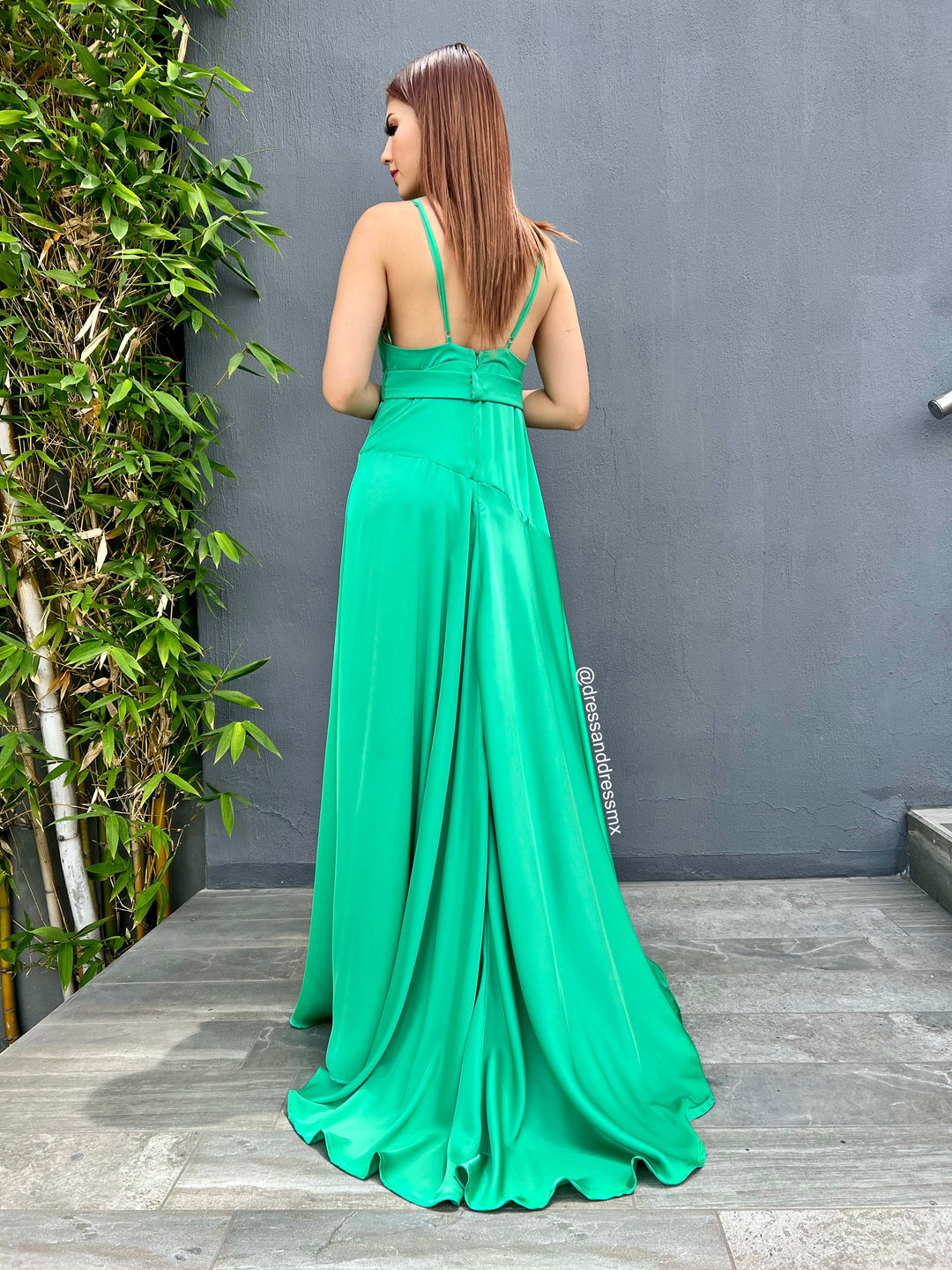 Vestido verde satin