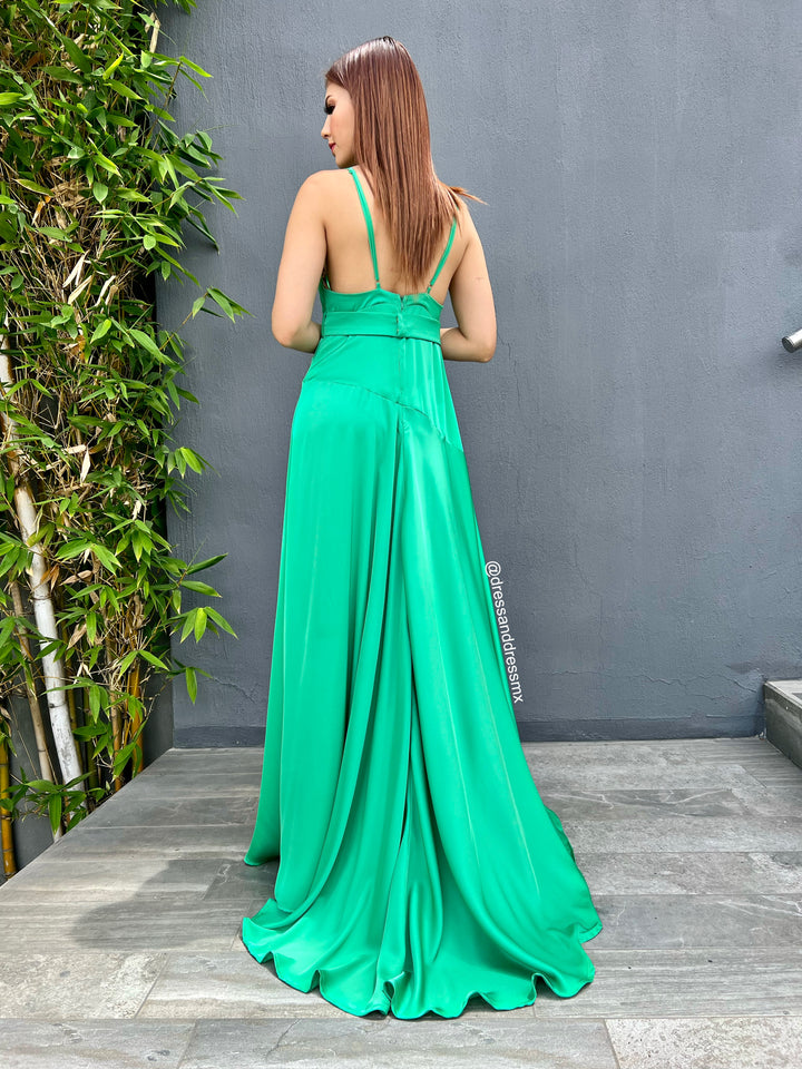 Vestido verde satin
