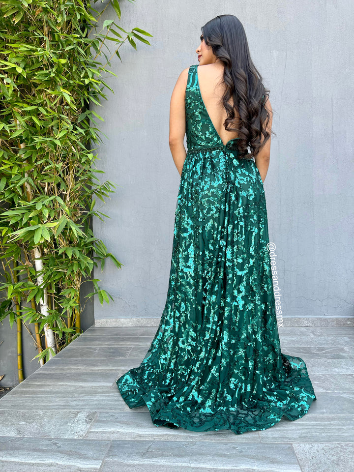 Vestido verde linea a